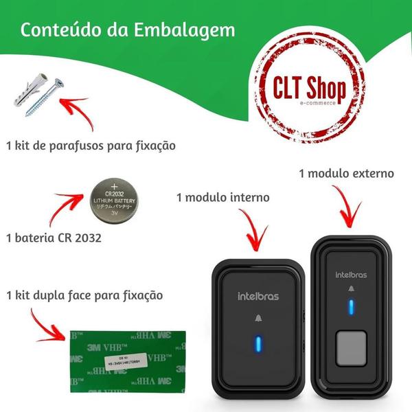 Imagem de Campainha sem fio bateria alta performance CIB 101 Intelbras