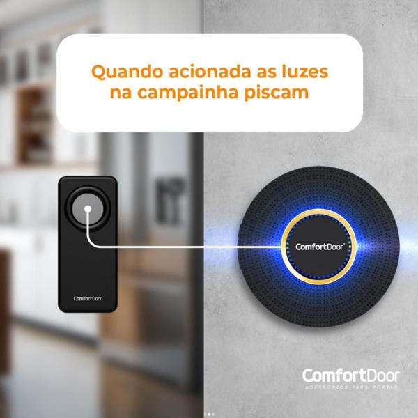 Imagem de Campainha Sem Fio Bivolt Residencial ComfortDoor Preta Ref: PA05010004