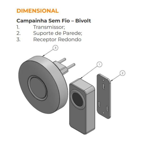 Imagem de Campainha Sem Fio Bivolt Residencial ComfortDoor Preta Ref: PA05010004