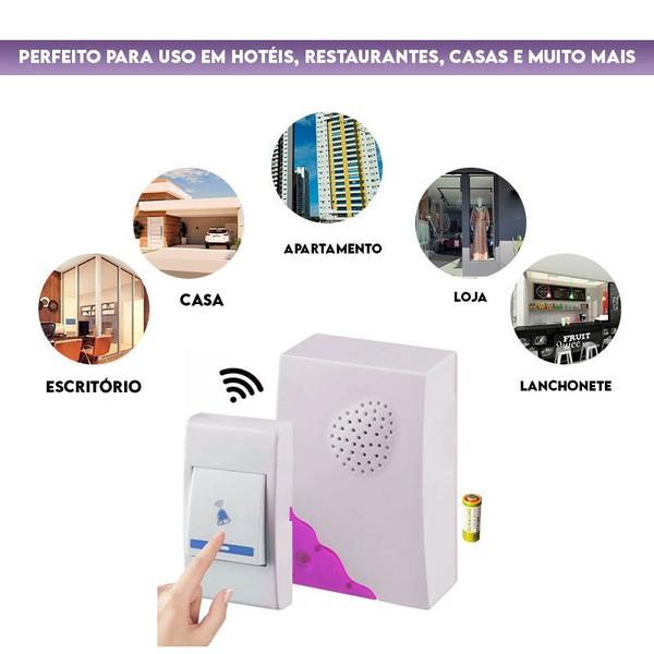 Imagem de Campainha Sem Fio Residencial com 36 Tipos De Tons Wireless