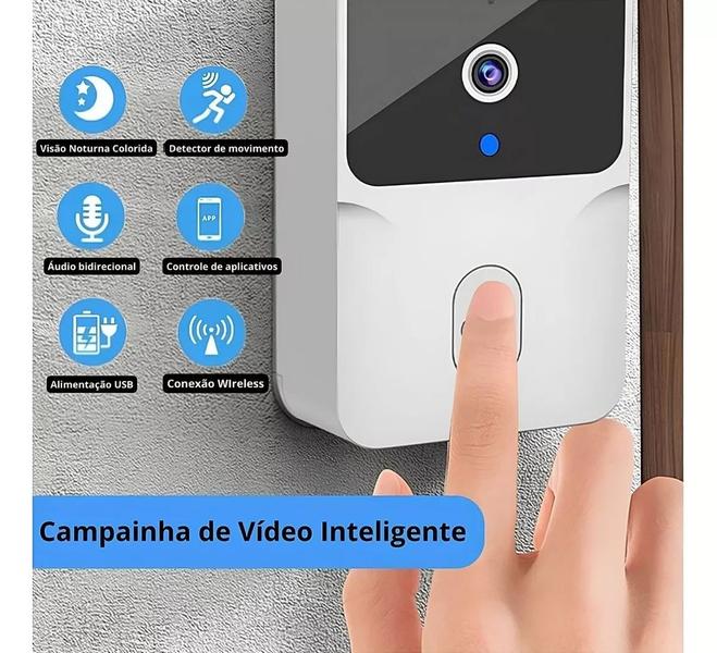 Imagem de Campainha Wi-fi Sem Fio Inteligente Interfone De Áudio e Câmera