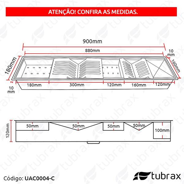 Imagem de Canal Calha Organizador Úmida de Cozinha Preto Aço Inox 304 c/ 5 Módulos - Tubrax