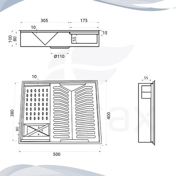 Imagem de Canal organizador Cozinha Aço Inox 304 c/ 3 Módulos Tubrax