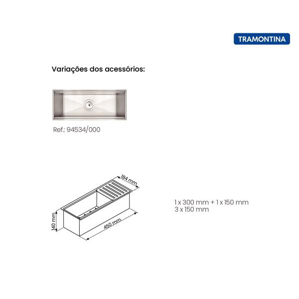 Canal Organizador em Aço Inox Tramontina para Sobrepor com Acabamento Scotch Brite 45x18 cm Imagem de Canal Organizador em Aço Inox Tramontina para Sobrepor com Acabamento Scotch Brite 45x18 cm