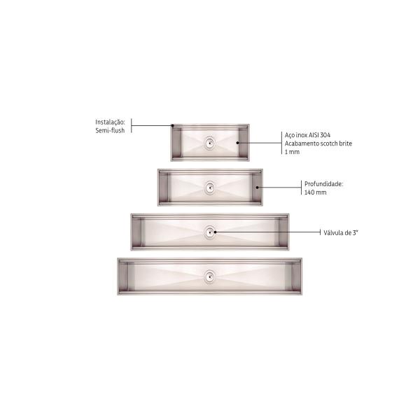 Canal Organizador em Aço Inox Tramontina para Sobrepor com Acabamento Scotch Brite 45x18 cm Imagem de Canal Organizador em Aço Inox Tramontina para Sobrepor com Acabamento Scotch Brite 45x18 cm