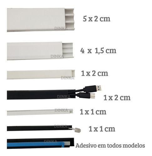 Imagem de Canaleta Branca 2 Metros Para Cabos 2x1cm Adesivada 20x10mm