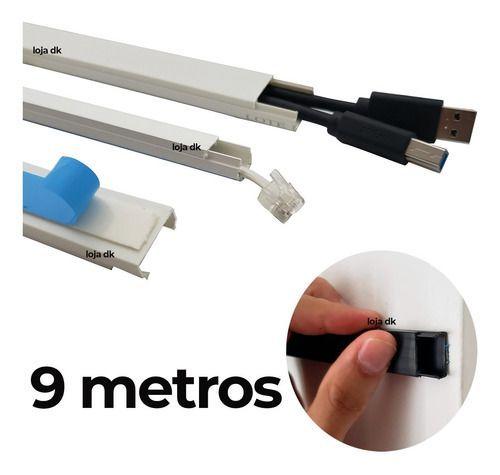 Imagem de Canaleta Branca 9 Metros Para Cabos 2x1cm Adesivada 20x10mm