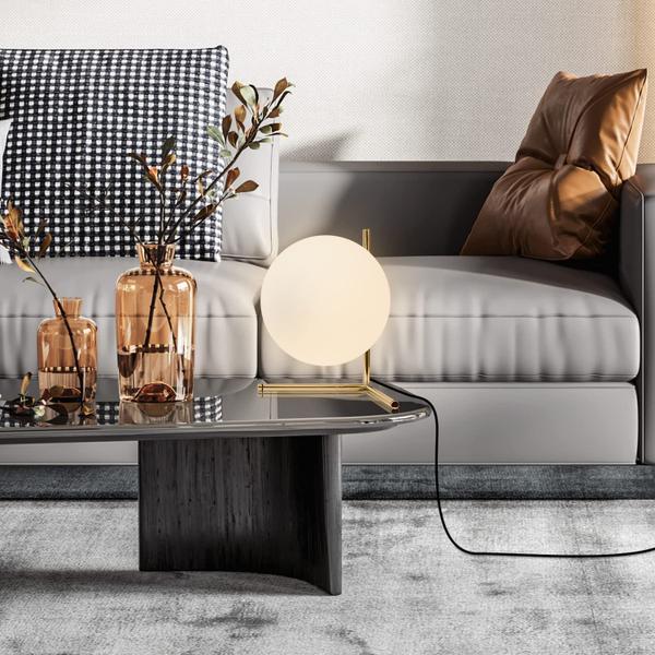 Imagem de Candeeiro de mesa BOKT Mid Century Modern Brass Gold Glass Globe