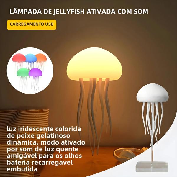 Imagem de Candeeiro De Mesa De Água-viva Que Muda De Cor Ajustável USB Recarregável LED Luz Noturna Com Base