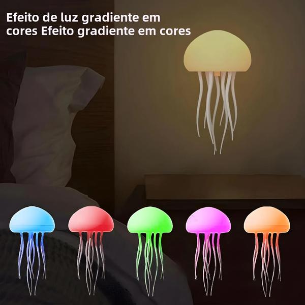 Imagem de Candeeiro De Mesa De Água-viva Que Muda De Cor Ajustável USB Recarregável LED Luz Noturna Com Base