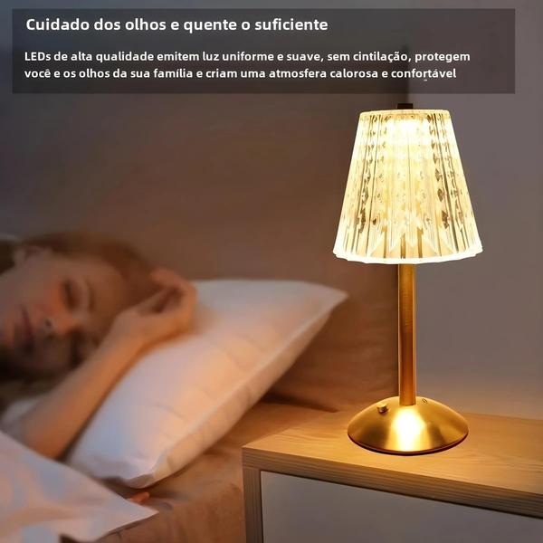 Imagem de Candeeiro de Mesa LED Recarregável e Portátil com Controle de Toque - Luz Noturna para Quarto e Mesa de Café