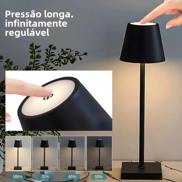 Imagem de Candeeiro de Mesa LED Recarregável e Regulável - Design Criativo e Decorativo