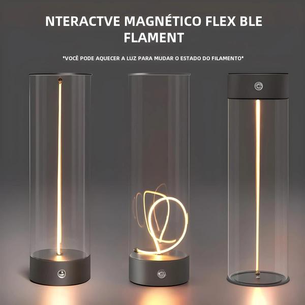 Imagem de Candeeiro de Mesa LED Sem Fio Recarregável - Sensor de Toque Magnético e Luz Regulável