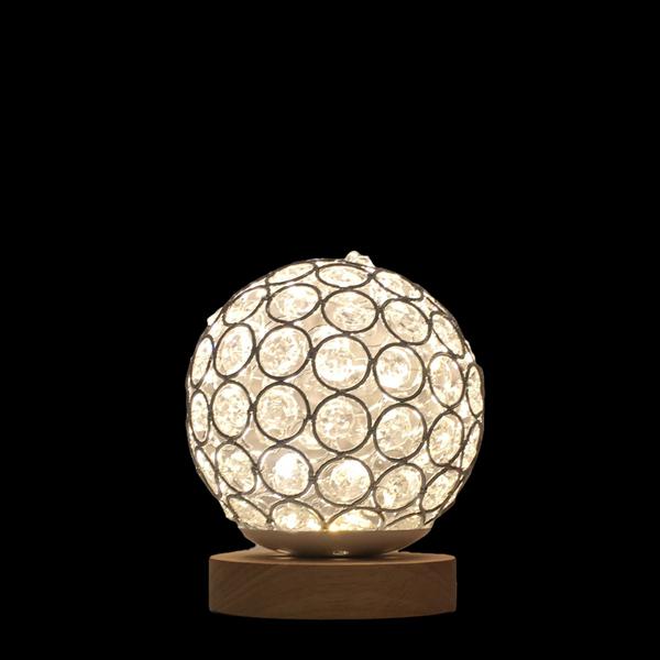 Imagem de Candeeiro de mesa Wokex Crystal Ball Silver USB Wood Bedside