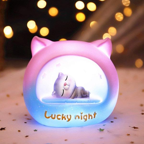 Candeeiro de mesa Wokex Kawaii Kitten Resin Resistente a Quedas Imagem de Candeeiro de mesa Wokex Kawaii Kitten Resin Resistente a Quedas