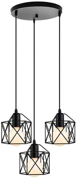 Imagem de Candeeiro suspenso retro 3 cabeças Vintage Ceiling Light Preto