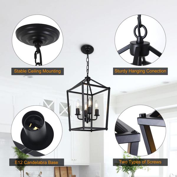 Imagem de Candelabro GzJunyo Black Farmhouse Iron Lantern 4-Light