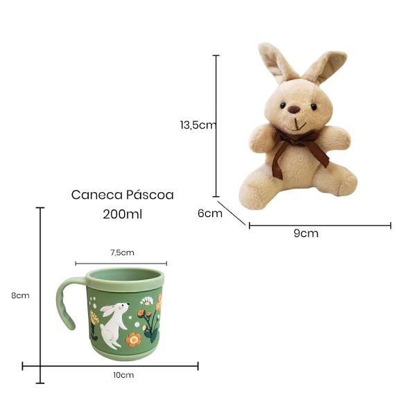 Imagem de Caneca 200 ml Emborrachada + Coelho Coelhinho Páscoa Pelúcia