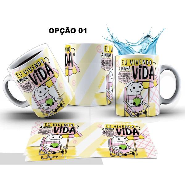 Imagem de Caneca 325ml Flork Eu vivendo a minha vida com 4 cartões