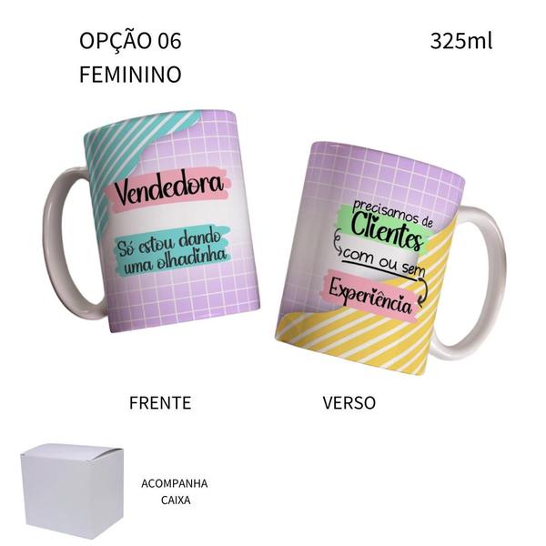 Imagem de Caneca 325ml Flork Profissões Vendedora Vendedor