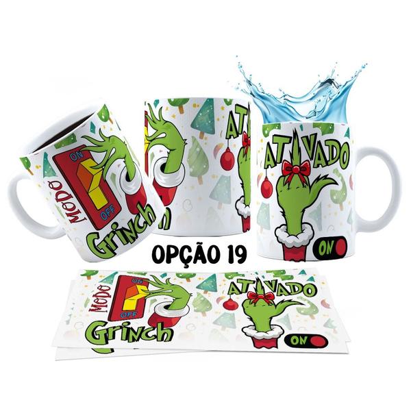 Imagem de Caneca 325ml Modo Grinch Fases do Natal Só Vim Pela Treta