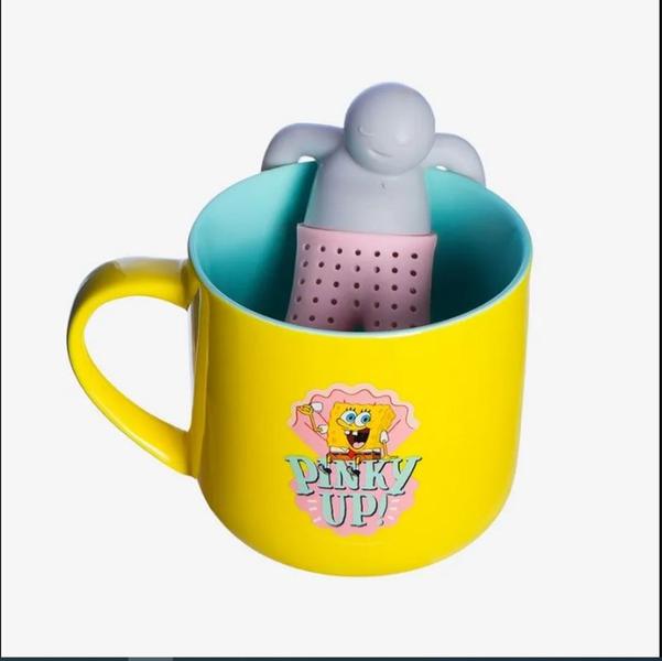 Imagem de Caneca 350ml c/infusor p/ cha bob esponja pinky up