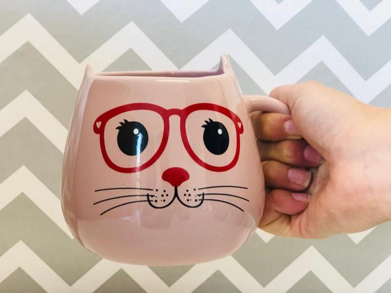 Imagem de Caneca 3d Gato 500 Ml Porcelana Rosa Decorado