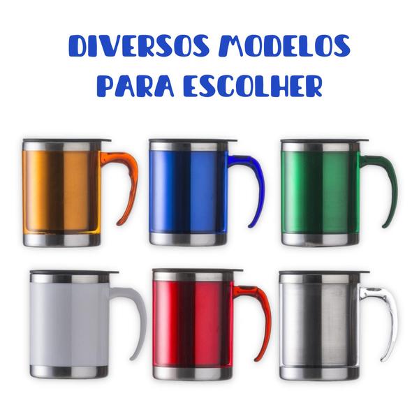 Imagem de Caneca 400ml Com Tampa Acrílico E Inox Diversas Cores  - Vermelho