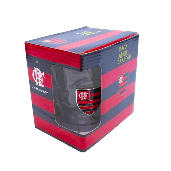 Imagem de Caneca 400ml Vidro relevo bola- Flamengo