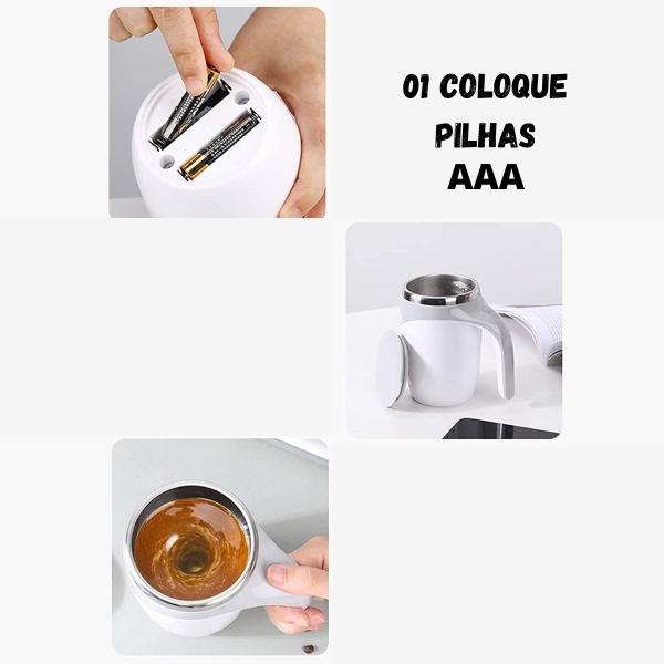 Imagem de Caneca Automática de Aço Inoxidável Com Tampa Agitação Magnética, 380 mL