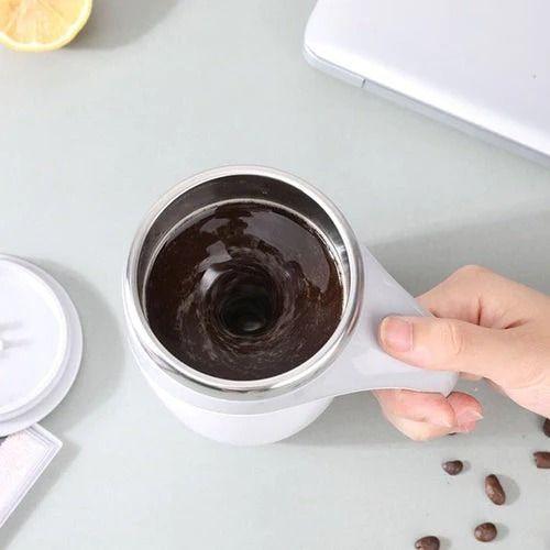 Imagem de Caneca Automática de Agitação 380 mLcom Tampa Copo de Café Magnética Automática Aço Inoxidável