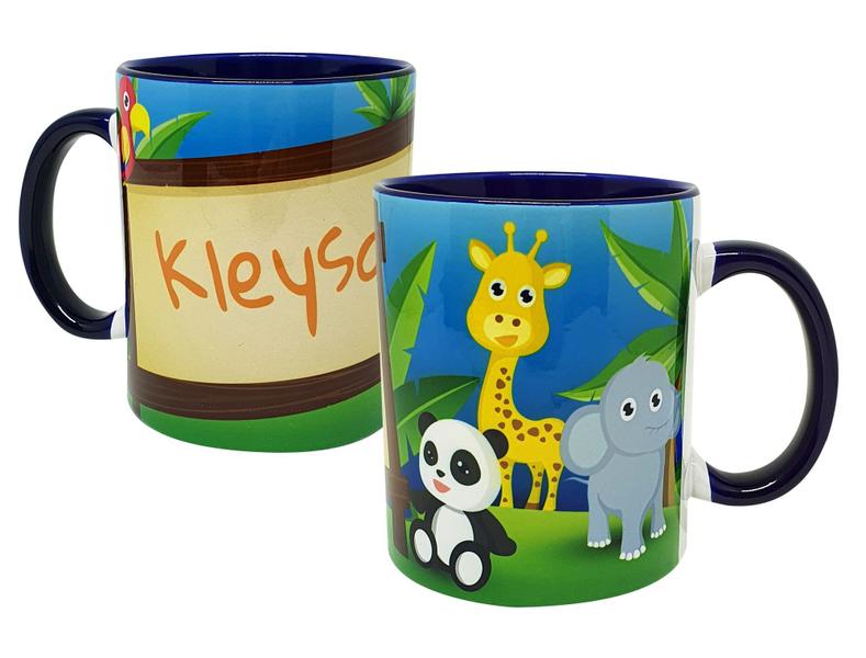 Imagem de Caneca Azul Personalizado Animais Selva Safari