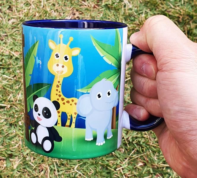 Imagem de Caneca Azul Personalizado Animais Selva Safari