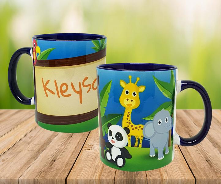 Imagem de Caneca Azul Personalizado Animais Selva Safari