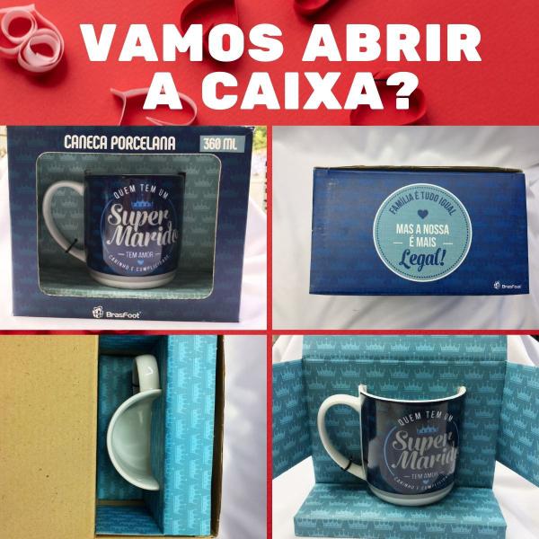 Imagem de Caneca Azul Porcelana Urban 360ml Café Super Marido Esposo Presente Dia dos Namorados