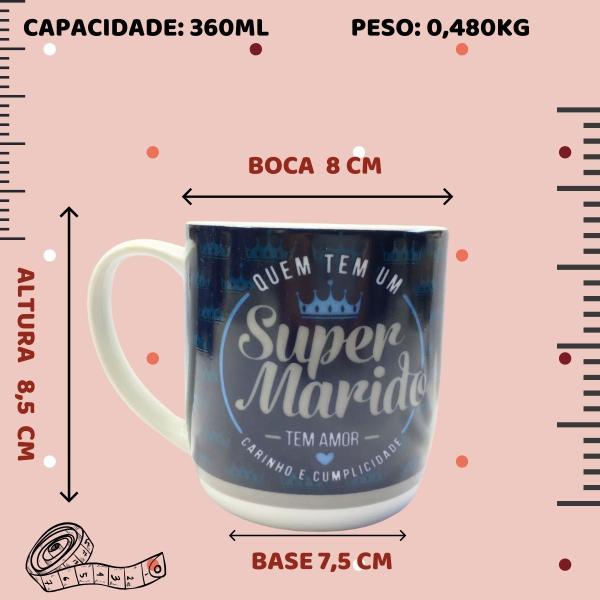 Imagem de Caneca Azul Porcelana Urban 360ml Café Super Marido Esposo Presente Dia dos Namorados