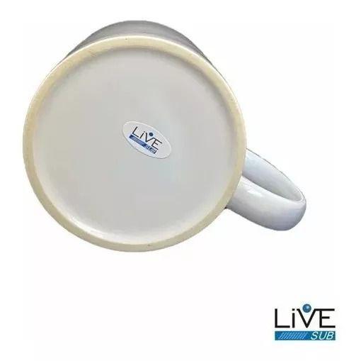 Caneca Branca Live + Caixinhas P Sublimação 325ml - 5 Unidades. Imagem de Caneca Branca Live + Caixinhas P Sublimação 325ml - 5 Unidades.