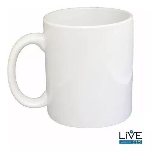 Caneca Branca Live + Caixinhas P Sublimação 325ml - 5 Unidades. Imagem de Caneca Branca Live + Caixinhas P Sublimação 325ml - 5 Unidades.