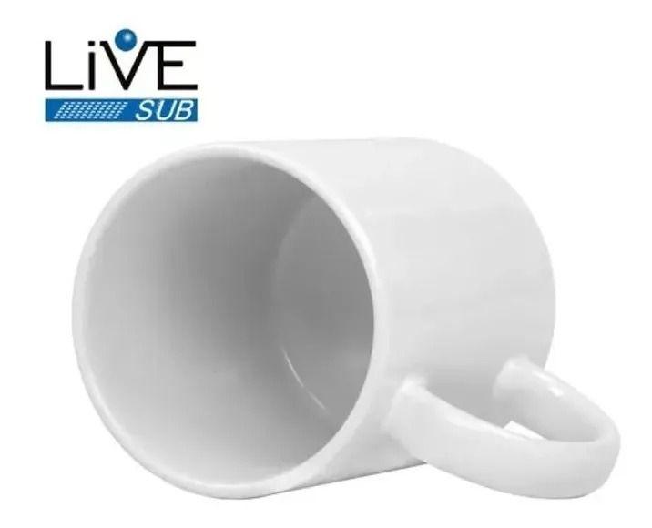 Caneca Branca Live + Caixinhas P Sublimação 325ml - 5 Unidades. Imagem de Caneca Branca Live + Caixinhas P Sublimação 325ml - 5 Unidades.