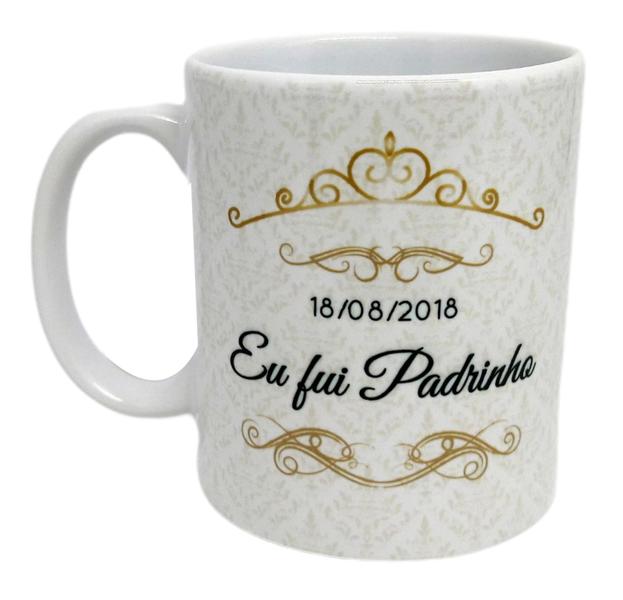 Caneca Branca Padrinho Personalizado - Casal Noivos Moreno - GMH Prod. Serv. e Repr. Imagem de Caneca Branca Padrinho Personalizado - Casal Noivos Moreno