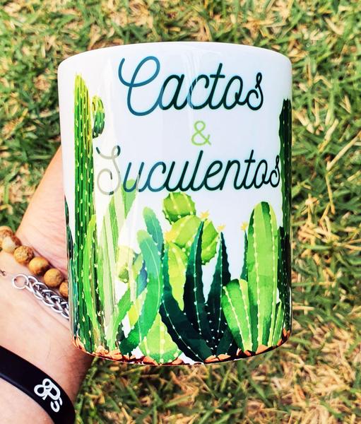 Imagem de Caneca Branca Personalizada Cactos e Suculentos