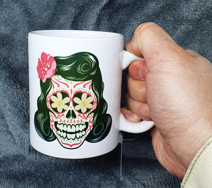 Caneca Branca Personalizada Caveira Mexicana Mulher - GMH Prod. Serv. e Repr. Imagem de Caneca Branca Personalizada Caveira Mexicana Mulher