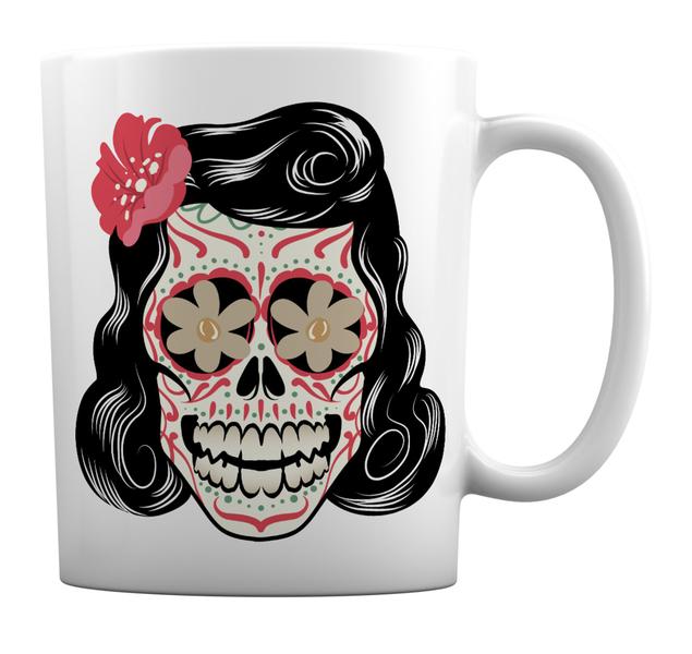 Imagem de Caneca Branca Personalizada Caveira Mexicana Mulher