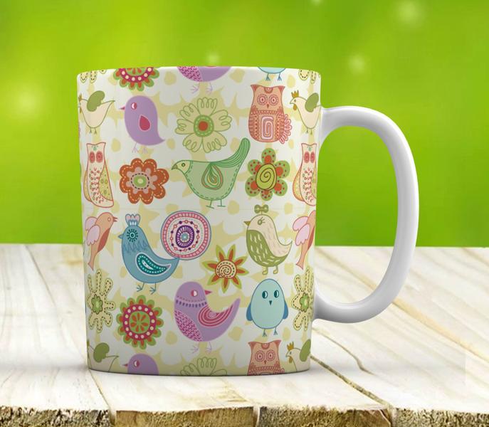 Caneca Branca Personalizada Estampa Coruja - GMH Prod. Serv. e Repr. Imagem de Caneca Branca Personalizada Estampa Coruja