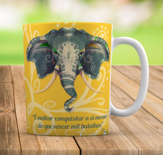 Caneca Branca Personalizada Mandala Elefante - GMH Prod. Serv. e Repr. Imagem de Caneca Branca Personalizada Mandala Elefante