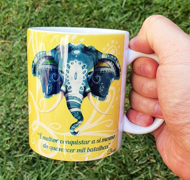 Caneca Branca Personalizada Mandala Elefante - GMH Prod. Serv. e Repr. Imagem de Caneca Branca Personalizada Mandala Elefante