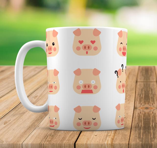 Imagem de Caneca Branca Personalizado Emoji Porquinho