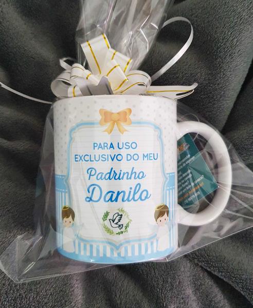 Imagem de Caneca Branca Uso Exclusivo do Dindo Padrinho Anjo Anjinho