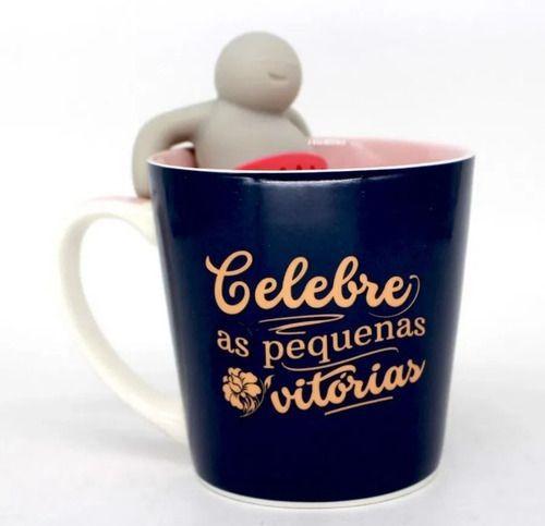 Imagem de Caneca C/ Infusor Chá 350ml Celebre As Pequena Vitórias Zc