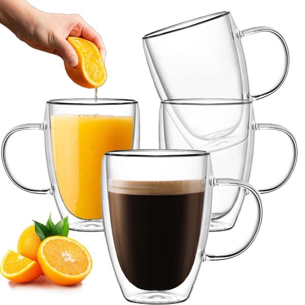 Imagem de Caneca Café Vidro Duplo 350ml Kit 4 Unidades